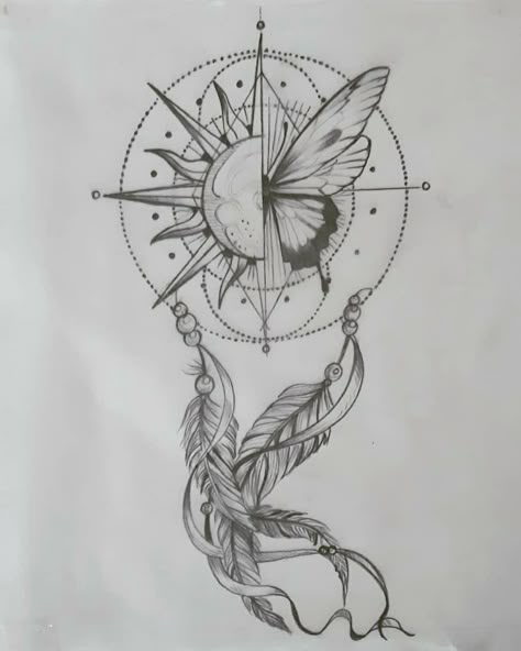 Dream Catcher Compass Tattoo, 3rd Eye Tattoo, Solo Tattoo, Atrapasueños Tattoo, Dream Catcher Drawing, Short Quote Tattoos, Dream Catcher Tattoo Design, Tattoo Coloring Book, Crazy Tattoos