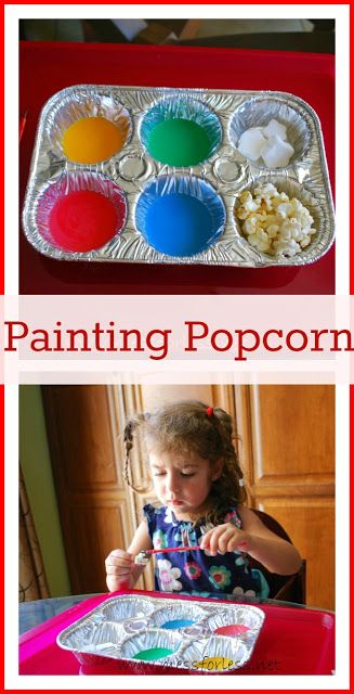 Painting Popcorn activity - Kids will love painting their popcorn before they eat it. The paint is simple to make and edible. Popcorn Paint, Popcorn Theme, Fun School, Kids Create, Circus Theme, Kid Food, Letter P, Preschool Fun, Kid Activities