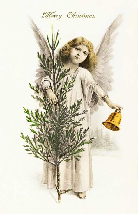 An angel holding a Christmas bell (1912) from The Miriam and Ira D. Wallach Division Of Art, Prints and Photographs: Picture Collection published by E. Reckziegel. Original From The New York Public Library. Digitally enhanced by rawpixel. | free image by rawpixel.com / New York Public Library (Source) Paper Angel, Christmas Sheet Music, Rice Paper Decoupage, Christmas Bell, Merry Christmas To You, Wallpaper Iphone Christmas, Angels In Heaven, Christmas Angel, Christmas Card Design