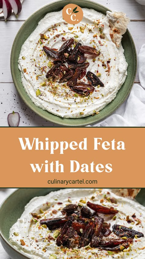 Feta Date Dip, Whipped Feta Stuffed Dates, Feta Spread, Feta Cheese Dip, Moroccan Dinner, Ricotta Dip, Roasted Shallots, Feta Recipes, Feta Dip