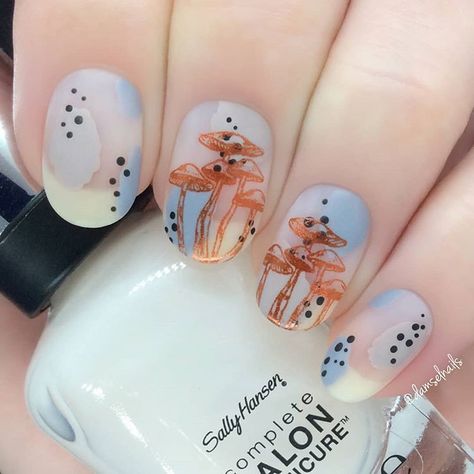 Fifi en Instagram: “Mushroom nails for #glamnailschallengesept! 🍄 I'm not wild about these, as I much prefer bright colours in my nail art, but this was my…” Mushroom Nails, Finger Art, Makeup Nails Designs, Mens Nails, Shoe Nails, Cute Acrylic Nail Designs, Pretty Nail Art Designs, Coffin Shape Nails, Summer Acrylic Nails