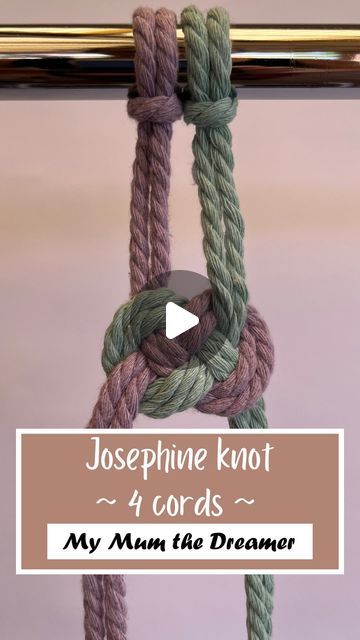 Michelle | Macrame Trainer & Creator on Instagram: "How to tie a Josephine knot in macrame:

…with 4 cords…

The main difficulty with this 4-cord version is getting the two cords sitting next to each other nicely

This version is almost exactly the same as the 2-cord version, only this version has 2 sets of cords that sit parallel to each other
1. Take the two cords on the right. Loop the loose end of the cords to the left, then up and cross over themselves (to the right).
2. The cords on the left should now be hanging behind the loop. Take the ends of the left two cords and bring them to the right over the loose ends of the other cords, around behind the top right cords, and out through the hole.
3. Keep threading this same end down behind the parts of the left cords that are sitting behi Diy Handfasting Cords, Fruit Hanger, Curtain Tie Backs Diy, Sitting Next To Each Other, Josephine Knot, Wedding Cord, Tie The Knot Wedding, Handfasting Cords, Macrame Knots Tutorial