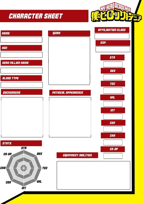 Hola ¿quieres crear un personaje de Boku no hero academia y no sabes … #diversos # Diversos # amreading # books # wattpad Character Template Sheet, Character Profile Template, Oc Template, Character Sheet Template, Character Reference Sheet, Villain Names, Drawing Ideas List, Character Template, Sheet Template