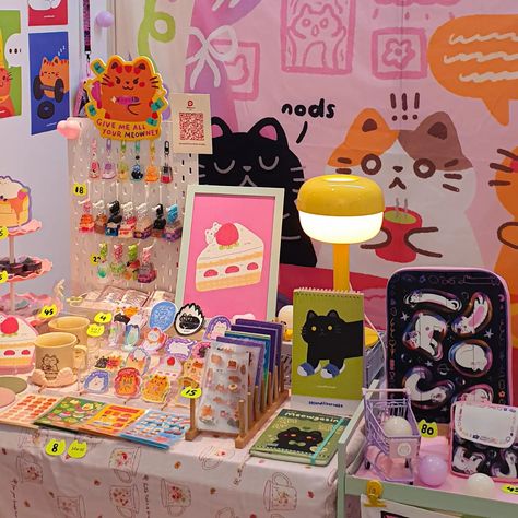 We're at KL illustration fair! From 3-5 May. See you! Cute Artist Alley Display, Art Market Booth Display, Cute Booth Display Ideas, Shop Art, Stand Illustration, Vender Booth, Club Fair Booth Ideas, Booth Setup, Artist Alley Display