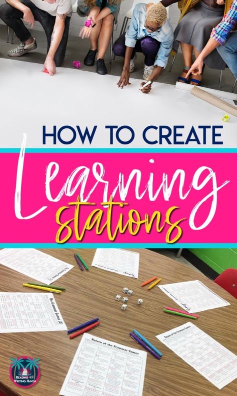 Learning Stations High School English, Learning Stations High School, Esl Stations Literacy Centers, Stations In The Classroom, Learning Stations Elementary, Ela Stations Middle School, Stations Classroom, Station Teaching, Reading Lab