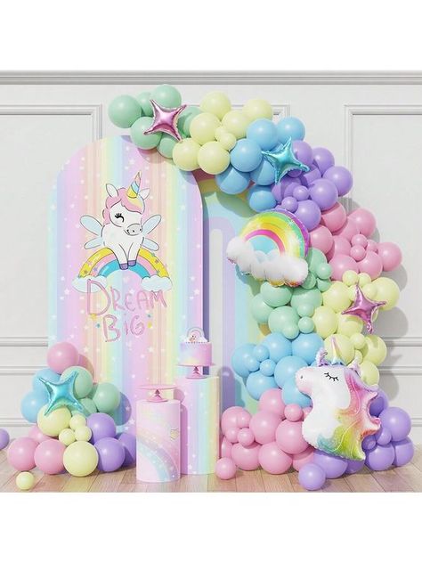 Kit de Arco de guirnalda de globos temáticos de unicornio con 133 piezas, globos de unicornio arcoiris coloridos de lámina y globos de látex de caramelo pastel para decoración de fiesta de cumpleaños de niñas, baby shower y bodas Multicolor    Látex     Event & Party Supplies, size features are:Bust: ,Length: ,Sleeve Length: Unicorn Birthday Party Decorations Decor, Unicorn Balloon Arch, Rainbow Unicorn Birthday Party, Unicorn Birthday Decorations, Unicorn Birthday Party Decorations, Unicorn Themed Birthday Party, Unicorn Balloon, Rainbow Unicorn Birthday, Pastel Candy