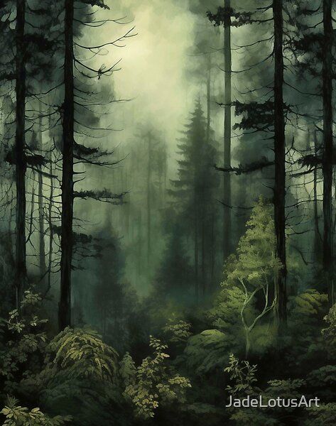 Dark & Moody Forest Painting - Perfect gift for lovers of Dark Academia or Dark Cottagecore  by JadeLotusArt | Redbubble  Embrace the enchanting allure of dark academia and moody aesthetics with captivating forest paintings. These retro artworks and moody art prints in vintage style bring an ethereal touch to your gallery wall, featuring nature scenes in deep emerald green. Perfect for lovers of dark cottagecore and elegant landscapes.  #ForestPainting #DarkAcademia #MoodyAesthetics #RetroArtwork #MoodyArtPrints #DarkCottagecore #VintageStyle #NaturePainting #GalleryWall #EtherealPainting #EmeraldGreen #LandscapePainting Dark Forest Watercolor, Deep Green Aesthetic Vintage, Spooky Forest Painting, Emerald Green Aesthetic Vintage, Dark Academia Green Aesthetic, Dark Painting Aesthetic, Crone Art, Dark Forest Painting, Dark Aethstetic