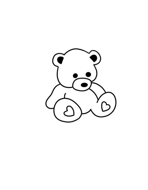 Teddy Bear Tattoo Stencil, Simple Teddy Bear Drawing, Teddy Bear Tattoo Small Simple, Teddy Doodle, Cute Bear Tattoo, Bear Line Drawing, Teddy Tattoo, Emoji Tattoo, Small Tats