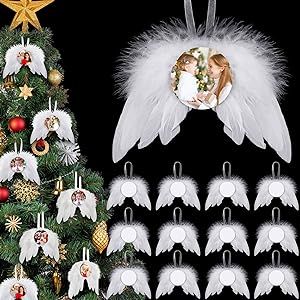 Sublimation Ornaments, Party Decorations Diy, Angel Wings Decor, Miniature Ornaments, Angel Wing Ornaments, Angel Feather, Ornament Sublimation, Feather Angel Wings, White Angel Wings