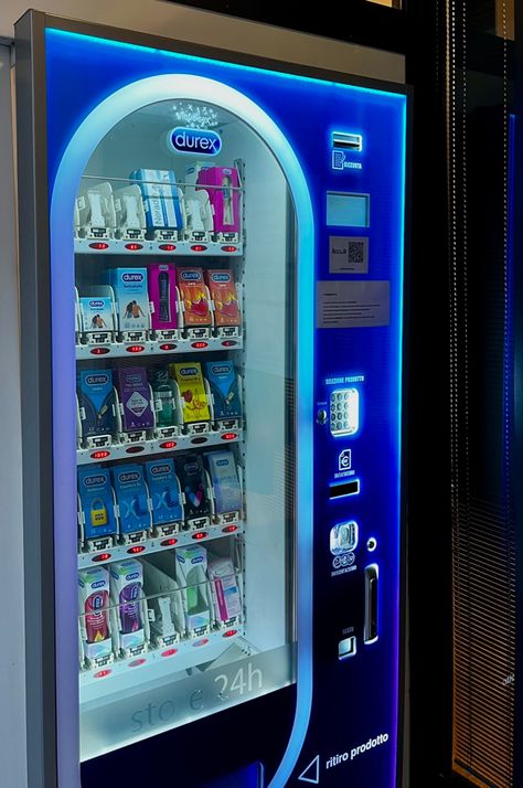 Pharmacy Vending Machine, Aesthetic Vending Machine, Cool Vending Machine Ideas, Durex Aesthetic, Vending Machine Aesthetic, Fantasy Country, Vending Machine Design, Dream Chasers, Marcus Garvey