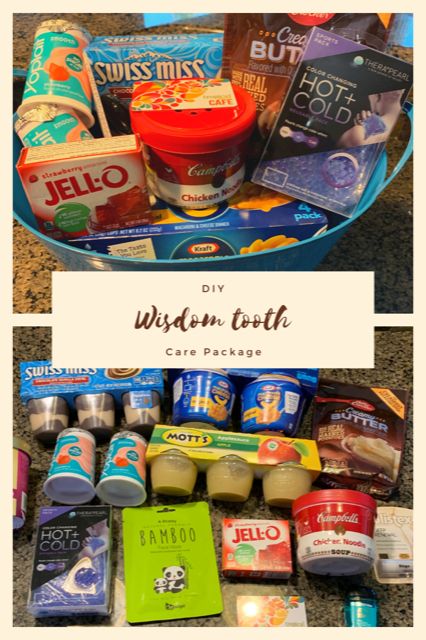 We just finished making a wisdom teeth care package for my daughter's boyfriend.  It was super easy to make this get well basket.  We just grabbed the bucket at the Dollar Tree and filled it with snacks and items perfect for wisdom teeth recovery. Wisdom Teeth Gift Basket, Wisdom Tooth Care Package, Wisdom Teeth Basket Care Packages, Care Package For Wisdom Teeth Removal, Wisdom Teeth Recovery Basket, Wisdom Teeth Food Meals, Surgery Gift Basket Recovery, Post Wisdom Teeth Food, Wisdom Teeth Recovery Food