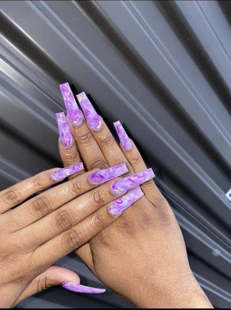 Purple and white nails 😍 Marble Acrylic Nails, Purple Acrylic Nails, Marble Nail Designs, Marble Nail, Purple Nail Designs, Drip Nails, White Acrylic Nails, Purple Nail, Cute Acrylic Nail Designs