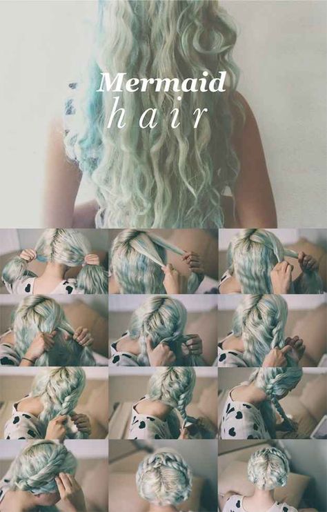 This overnight mermaid hair idea looks just as cute in its setting phase, so wear the Heidi-esque updo, and let it out 24 hours later. Tutorial Chignon, Mermaid Hairstyles, Updos Bridal, Hairstyles French, Hairstyle Prom, Fantastic Hairstyles, Wedding Hairs, Different Hair Styles, Updo Bridesmaid