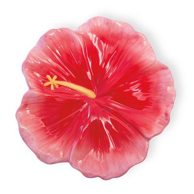 Winston Porter Hunedoara Hawaiian Hibiscus Divided Serving Dish Platos Aesthetic, Tropical Dishes, Clay Trinkets, Hibiscus Painting, Serving Dishes Set, Lilies Flowers, Wood Platter, Heart Doodle, Hawaiian Hibiscus