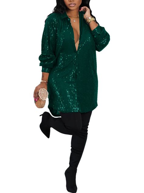 Sequin Shirt Dress, Loose Shirt Dress, Short Shirt Dress, Collar Shirt Dress, Shirt Collar Styles, Collared Shirt Dress, Sequin Shirt, Summer Dress Outfits, Loose Shirts