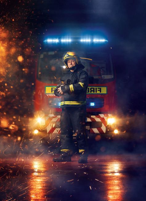 Firefighter on Behance Fire Department Photography, Fireman Art, Firefighter Photography, Firefighter Calendar, Firefighter Humor, Firefighter Pictures, Firefighter Apparel, Wildland Firefighter, Volunteer Gifts