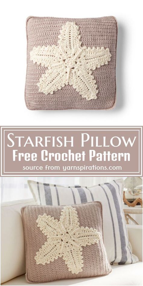 Crochet Anchor, Nautical Crochet, Crochet Starfish, Easiest Crochet, Starfish Pillow, Crochet Pillow Cases, Ravelry Crochet, Beach Crochet, Crochet Fish