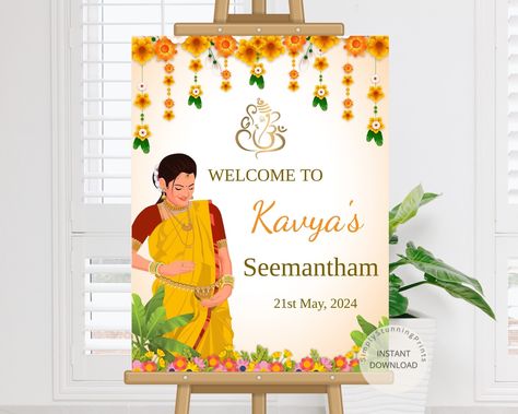 Buy Sreemantham Welcome Sign Indian Baby Shower Welcome Sign Godh Bharai Welcome Sign Baby Shower Decoration Editable Diy Welcome Poster Online in India - Etsy Welcome To Baby Shower Sign, Baby Shower Welcome Board, Simple Baby Shower Decorations, Baby Shower Wall Decor, Indian Baby Shower Decorations, Silver Rakhi, Indian Baby Showers, Baby Shower Deco, Indian Baby