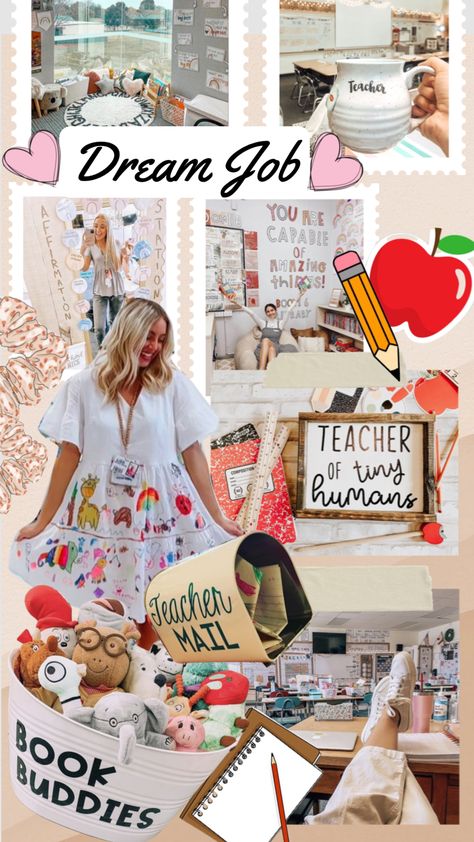 Teacher Dream Board, Teacher Vision Board Pictures, Teacher Dream Job, Teacher Kindergarten Aesthetic, School Vision Board Ideas Aesthetic, Teacher Job Aesthetic, Teacher Mood Board, Job Mood Board, Teaching Vision Board