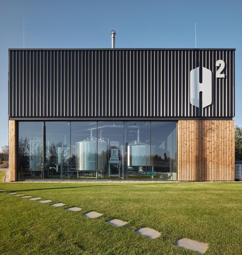 Hostivar H2 – Brewery with restaurant and bakery by ADR | Industrial buildings Brewery Architecture, Factory Architecture Industrial Facade, Modern Factory Architecture, Modern Warehouse Design, Factory Facade Design, Industrial Building Design, Warehouse Facade, Modern Brewery, Factory Facade