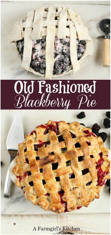 Old-fashioned Blackberry Pie will make you remember your grandmother’s baking. Made with homemade or store bought pie crust and fresh blackberries. #pie #blackberries #pastry #recipes #bakefromscratch Triple Berry Pie, Lattice Crust, Blackberry Dessert, Store Bought Pie Crust, Blackberry Pie, Blackberry Recipes, Iron Recipes, Berry Pie, Pie Tops