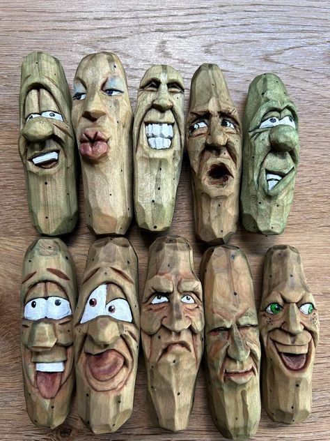 Cool Wood Carvings, Face Carving Wood, Wood Carving Drawing, Carved Charcuterie Board, Carved Faces In Wood, Wood Carving Art For Beginners, Beginner Woodcarving, Dremel Wood Carving Ideas, Wood Carving Ideas Beginner