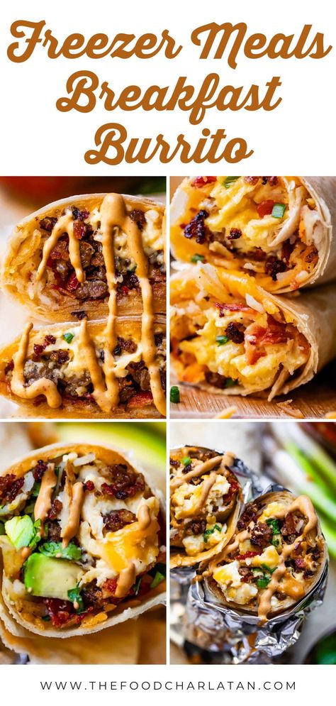 Make these easy breakfast burritos loaded with scrambled eggs, crispy bacon, and melted cheese! Perfect for freezer meals or quick morning meals, they’re customizable with your favorite ingredients like avocado, salsa, and more. Ideal for breakfast on the go or a satisfying brunch at home! Tortilla Breakfast Ideas, Breakfast Burrito Recipe, Easy Breakfast Burritos, Brunch At Home, Morning Meals, The Food Charlatan, Burrito Recipe, Breakfast Burritos Recipe, Breakfast Burrito