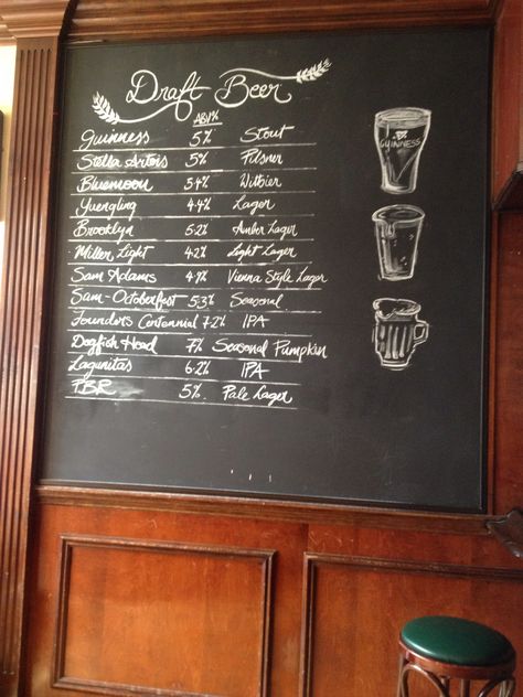 Pub Boards Ideas, Brewery Chalkboard Ideas, Restaurant Chalkboard Ideas, Beer Menu Board, Beer Board Chalkboard, Beer Tap List Board, Chalkboard Beer List, Draft Beer Chalkboard, Beer List Chalkboard