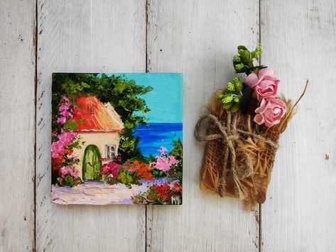 Cozy House Design, Amalfi Coast Painting, Positano Painting, Italian Artwork, Christmas Presents For Boyfriend, Coast Painting, Art Mini Toile, Anniversary Presents, Mini Toile