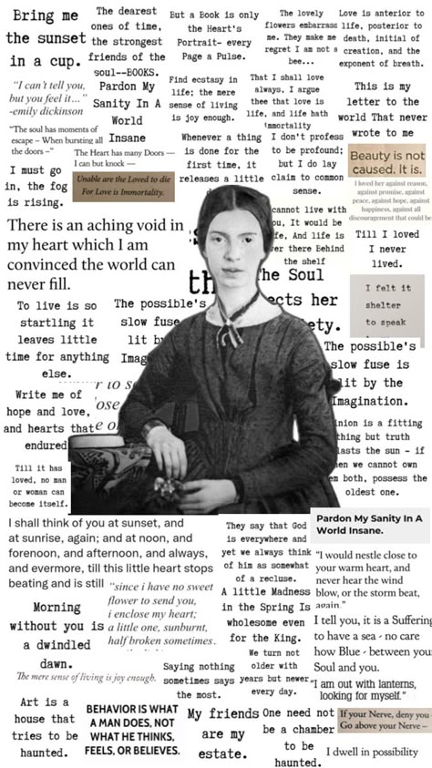 emily dickinson quotes poetry poem collage wallpaper background aesthetic wlw literature writer author