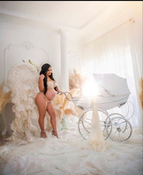 Heavenly Maternity Photoshoot, Mertanity Photoshoot Ideas, Angelic Maternity Photoshoot, Extravagant Maternity Shoot, Maternity Photography Ideas Black Women Unique, Royal Maternity Photoshoot, Baddie Maternity Shoot, Wings Maternity Photoshoot, Angel Maternity Photoshoot