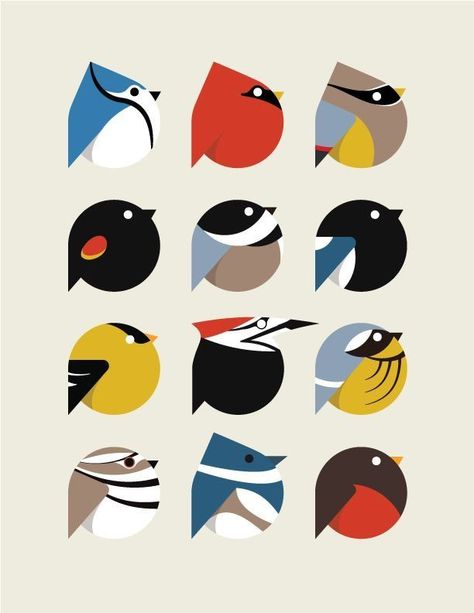 Bird Icon, Charley Harper, Pola Sulam, Affinity Designer, Bird Patterns, Bird Illustration, Icon Set Vector, Pattern Illustration, The Birds