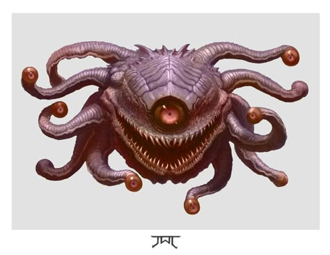 ArtStation - Beholders, John Tedrick Beholder Tattoo, Dungeons And Dragons Books, Monster Ideas, Realistic Drawing, Eldritch Horror, Cthulhu Mythos, Dnd Monsters, Desenho Tattoo, Monster Concept Art