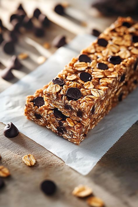 Chocolate Chip Granola Bars Chocolate Chip Granola Bars Homemade, Gronala Bars, Dye Free Snacks, Protein Granola Bars, Chocolate Chip Granola, Chocolate Chip Granola Bars, Chewy Granola Bars, Bar Catering, Homemade Granola Bars