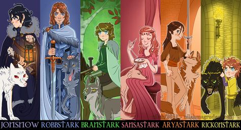 Stark Children, Stark Family, Song Of Ice And Fire, Asoiaf Art, House Stark, Gra O Tron, Ice And Fire, Game Of Thrones Art, Sansa Stark