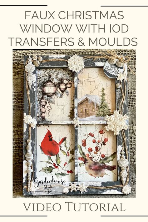 Iod Christmas, Painting With Chalk, Country Christmas Crafts, Diy Christmas Window, Christmas Valley, Antique Christmas Cards, Iod Moulds, Old Jewelry Crafts, Window Crafts