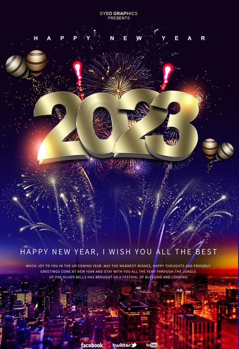 New Year Template, New Year Post, 2023 Happy New Year, Happy New Year Fireworks, Happy New Year Banner, Happy New Year Design, Illustrator Design Tutorial, New Year Fireworks, New Year Banner