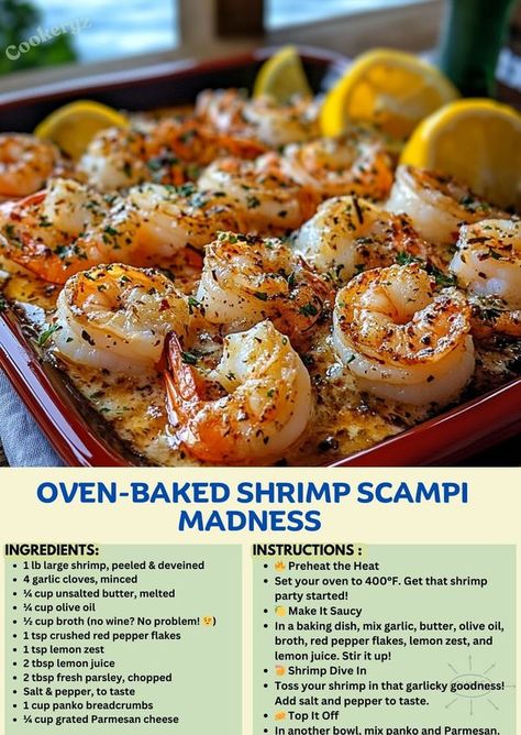 Cookeryz - 🔥Oven-Baked Shrimp Scampi Madness 🍤🧄... Shrimp Scampi Baked Recipe, Shrimp Scampi Bake, Oven Baked Shrimp Scampi, Oven Baked Shrimp Recipes, Oven Shrimp Recipes, Oven Baked Shrimp, Shrimp In The Oven, Baked Shrimp Scampi, Fish Dinner Recipes