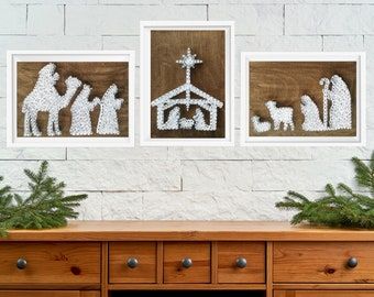 Christmas String Art, String Art Template, Nativity Wood, String Art Pattern, Fantastic Nails, String Art Templates, Digital Tutorial, Diy Nativity, Ideas Navideñas