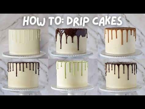 (1775) Cake Decorating for Beginners: How to Make Drip Cakes SIX Ways! (Plus a bonus brand new way) - YouTube Cake Decor For Beginners, How To Make A Drip Cake, Beginner Cake Decorating, Drip Cake Tutorial, Decorating For Beginners, Cake Decorating For Beginners, Decorating 101, Decorating Cakes, Drip Cake