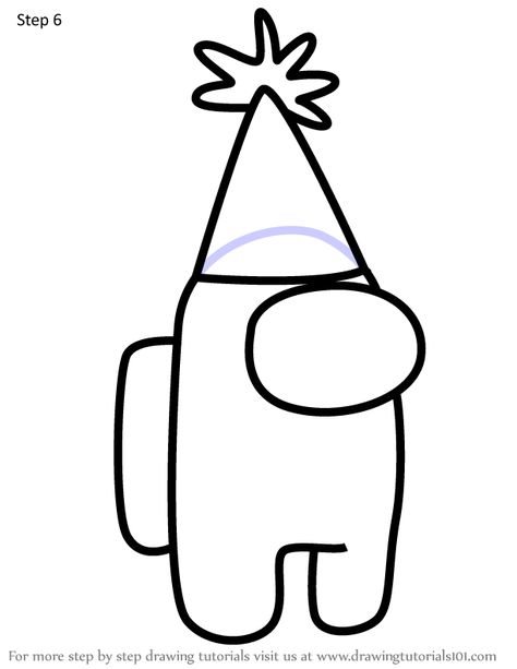 Learn How to Draw Party Hat from Among Us (Among Us) Step by Step : Drawing Tutorials Among Us Drawing Easy, Among Us Drawing Tutorial, How To Draw Among Us Characters, Drawing Among Us Characters, Among Us Hats In Game, Party Planner Business, Among Us Character, Cake Drawing, Birthday Card Drawing