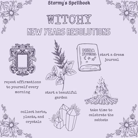 Witch Goals, Wicca New Year, Aesthetic New Years Resolution, Witchy New Years Eve, New Years Witchcraft, New Year Witchcraft, New Years Witch Tips, Witchy New Year Quotes, New Years Rituals Witch