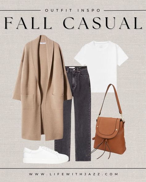 Nude Coat Outfit, Tan Cardigan Outfit, Casual Trench Coat Outfit, Flair Jeans Outfit, Fall Workwear, Flair Jeans, Classy Outfits For Women, Coat With Belt, Spring Work Outfits