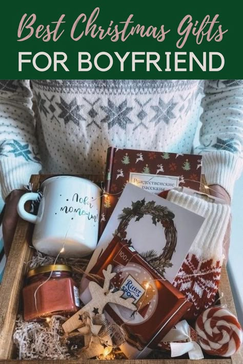 Best & Cute Christmas Gift Ideas For Boyfriend Winter Box Gift Idea, New Year Gift Box Ideas, Christmas Presents For Boyfriend Ideas, Winter Gift Basket, Christmas Gift Ideas For Boyfriend, Joululahjat Diy, Hygge Box, Christmas Gift For Boyfriend, Gift Ideas For Boyfriend