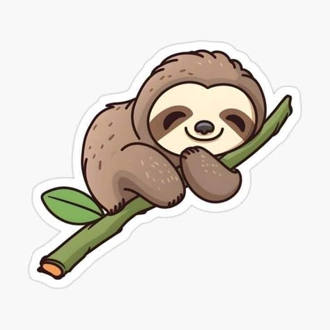 Sleeping Sloth Drawing, Cute Sloth Drawing Easy, Cute Sloth Art, Sloth Drawing Cute, Sloth Illustration Cute, Easy Sloth Drawing, Sloth Outline, Cute Sloth Drawing, Sloth Drawings