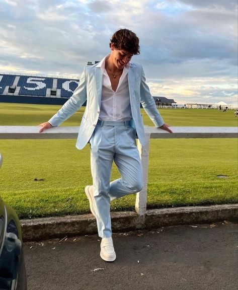 22 Best Graduation Outfits for Boys 2023 #graduationoutfits #menswear #teenoutfits #outfittrends Blue Suit, A Man, Walking, Prom, Blue, White