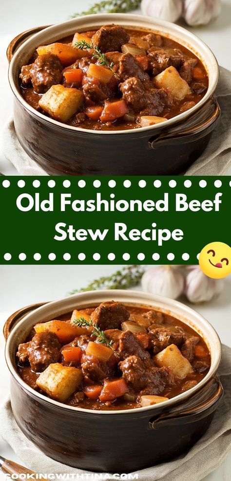 Looking for a hearty meal? This Old Fashioned Beef Stew Recipe delivers rich, comforting flavors that warm your soul. It's an easy dinner idea that the whole family will love, perfect for cozy nights in. Betty Crocker Beef Stew, Dinty Moore Beef Stew, Old Fashioned Beef Stew, Beef Stew Stove Top, Beef Stew Meat Recipes, Easy Beef Stew Recipe, Beef Potatoes, Classic Beef Stew, Cozy Dinners