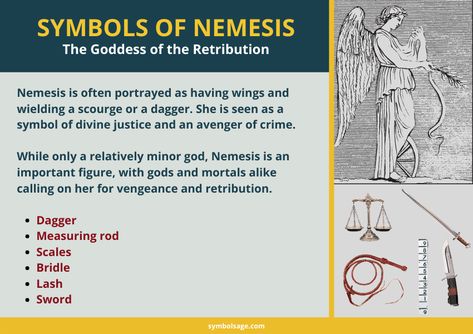 Nemesis is the goddess of retribution in Greek mythology and is represented by several symbols. Goddess Nemesis Art, Nemesis Goddess Greek Mythology, Nemesis Symbol, Nemesis Goddess Tattoo, Goddess Nemesis, Nemesis Goddess, Deity Work, Goddess Power, Greek Mythology Goddesses