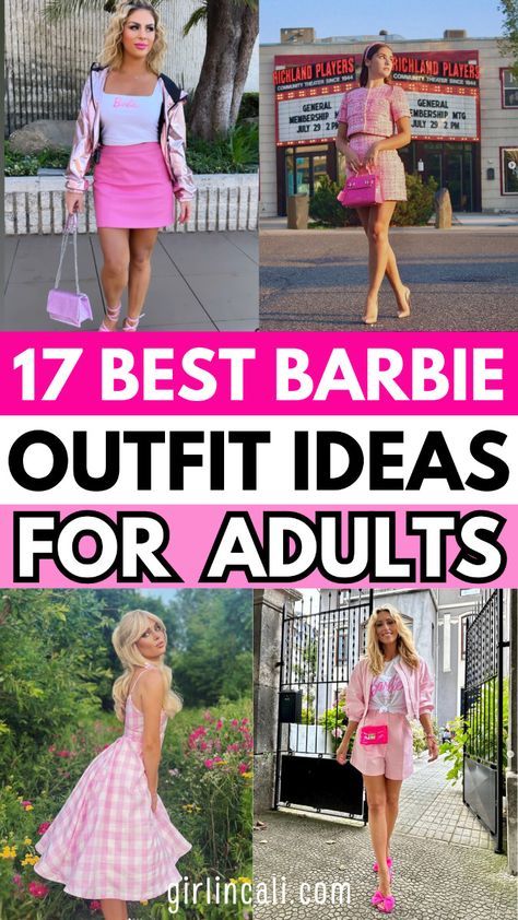 Barbie Ideas Outfit, Movie Themed Outfits, Barbiecore Birthday, Barbie Outfit Ideas For Women, Barbie Themed Outfits, Ken Outfits, Outfit Patterns, Barbie Dress Pattern, Barbie Summer