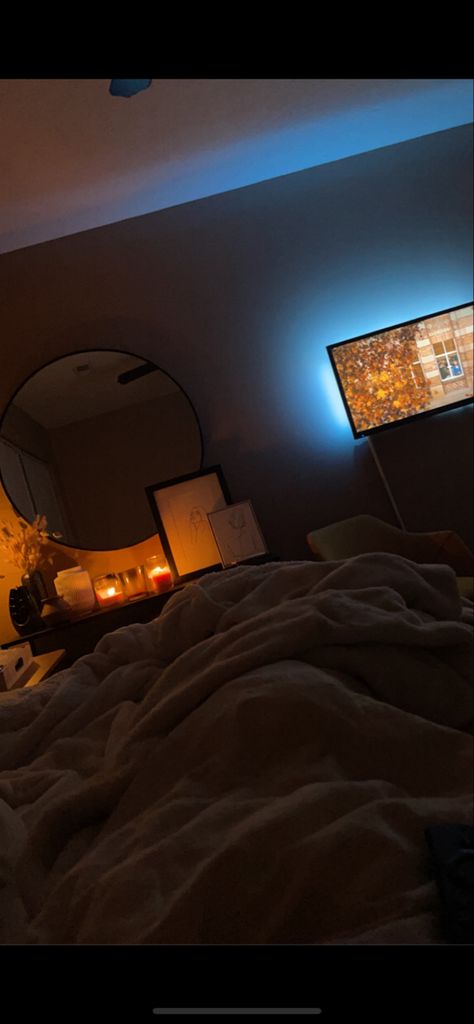 Candles Aesthetic Bedroom Night, Lazy Bed Aesthetic, Relaxing In Bed Aesthetic, Nighttime Aesthetic Bedroom Cozy, Cozy Blanket Aesthetic Night, Movie In Bed Aesthetic, Cozy Fall Evening, Dimly Lit Bedroom, Bed Time Aesthetic Night